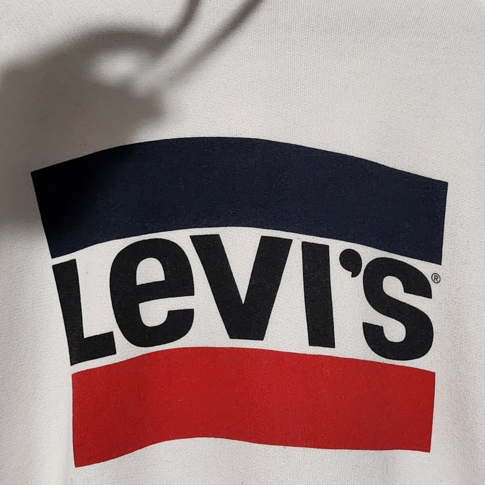 LEVIS Hoodie Womens Large White Red Blue Logo Graphic Streetwear Athleisure - Picture 3 of 9